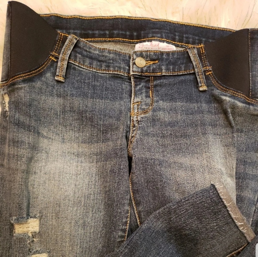 Slightly distressed maternity pants